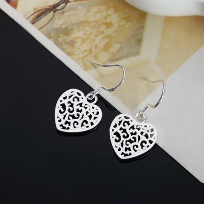 Exquisite 925 Sterling Silver Heart Earrings: Timeless Elegance for Every Occasion - Image 4