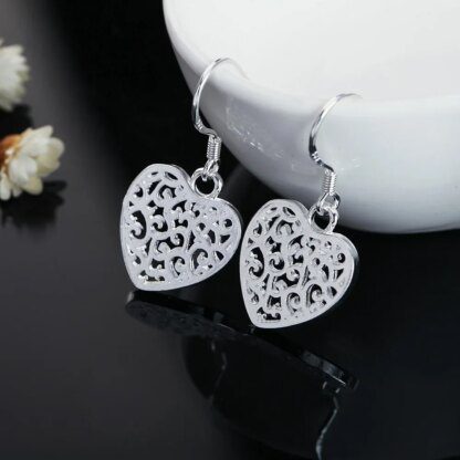 Exquisite 925 Sterling Silver Heart Earrings: Timeless Elegance for Every Occasion - Image 5