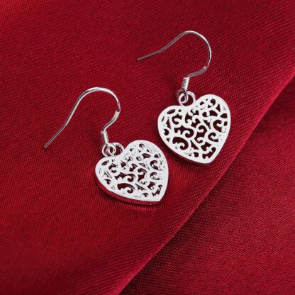 Exquisite 925 Sterling Silver Heart Earrings: Timeless Elegance for Every Occasion - Image 3