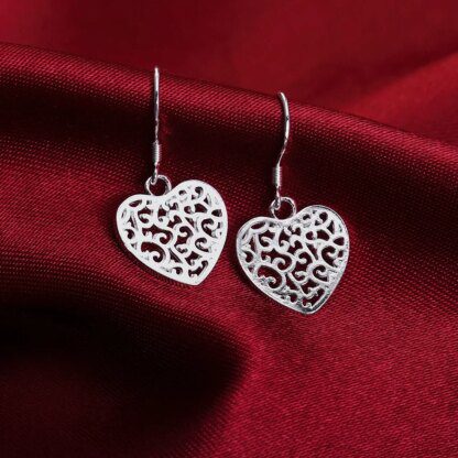 Exquisite 925 Sterling Silver Heart Earrings: Timeless Elegance for Every Occasion - Image 2