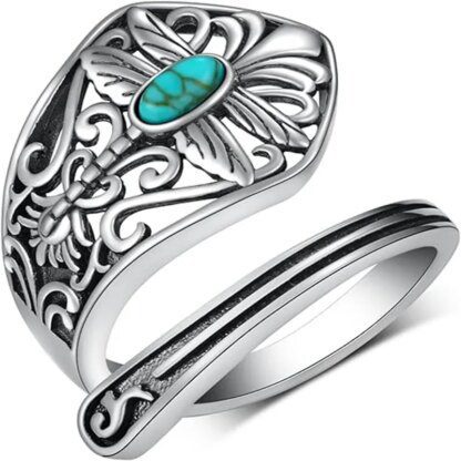 925 Silver Dragonfly Adjustable Retro Victorian Style Ring - Image 2