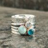 925 Silver Ocean Blue Crystal Ring Stunning & Versatile