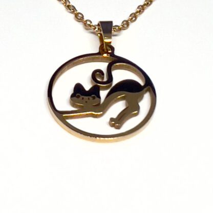 Stylish Gold Plated Cat Pendant Necklace with Free Tracked Delivery - Image 2