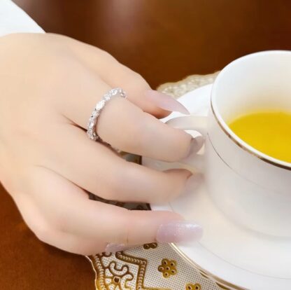 Exquisite 925 Silver Ring with Shimmering White Paved Stones - Image 3