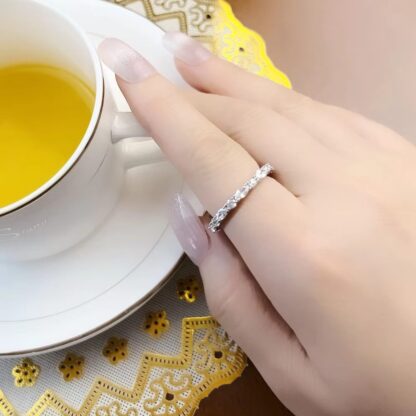 Exquisite 925 Silver Ring with Shimmering White Paved Stones - Image 4