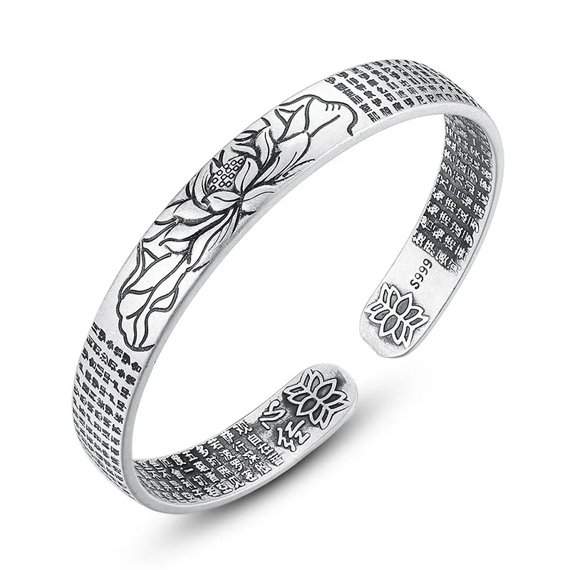 Vintage Floral Silver Plated Wide Open Cuff Bangle Bracelet