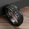 Vintage Leather Rope Braided Bracelet: Multi-Layered Charm for Your Wrist - Image 3