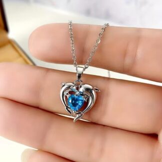Dolphin Heart CZ Necklace: Chic Bridal Clavicle Chain for Women