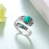 Enticing Silver Floral Retro Turquoise Open Ring: A Timeless Statement - Image 2
