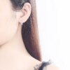 Sparkling Elegance: 925 Sterling Silver Double Row Crystal Hoop Earrings - Image 3
