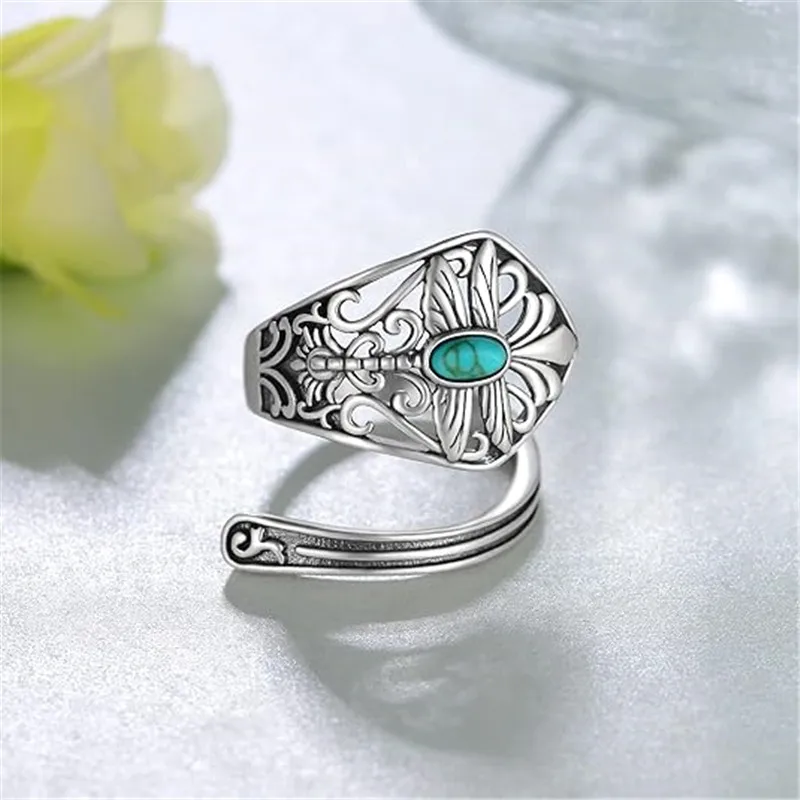 925 Silver Dragonfly Adjustable Retro Victorian Style Ring